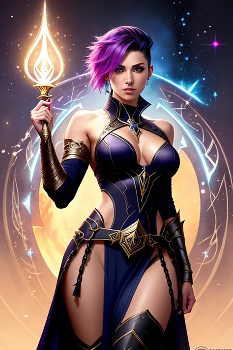 a beautiful cinematic female Necromancer Sorceress, (skimpy outfit), (sexy), Galatic shamen with Quantum energy fantasy, fantasy magic, undercut hairstyle, dark light night, intricate, elegant, sharp focus, illustration, highly detailed, digital painting, concept art, matte, art by WLOP and Artgerm and Greg Rutkowski and Alphonse Mucha, masterpiece