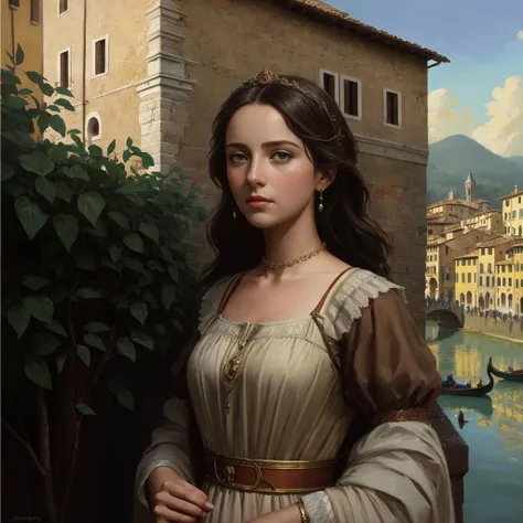 peasant,feudal,italy,italy City-states,Florence,Venice,Rome,Milan,Genoa,Naples,Pisa,Bologna,Siena,Verona,ruins,europe, italian medieval clothes,mediterranean,modelshoot style, (extremely detailed CG unity 8k wallpaper), full shot body photo of the most beautiful artwork in the world, medieval, professional majestic oil painting by Ed Blinkey, Atey Ghailan, Studio Ghibli, by Jeremy Mann, Greg Manchess, Antonio Moro, trending on ArtStation, trending on CGSociety, Intricate, High Detail, Sharp focus, dramatic, photorealistic painting art by midjourney and greg rutkowski