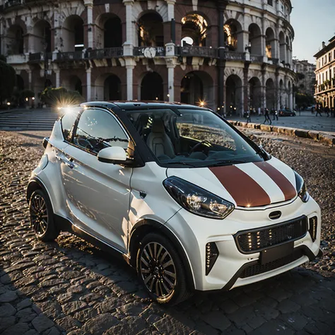 1(drc city car) (red, white and green striped:1.2) in Rome, Colosseo in the behind, early morning summer dawn light, masterpiece, best quality, anime, highly detailed background, perfect lighting, best quality, 4k, 8k, ultra highres, raw photo in hdr, sharp focus, intricate texture, best quality, 4k, 8k, ultra masterpiece, 4K, high quality, dgtlv2   <lora:drccitycar_v0.3-000005:1>