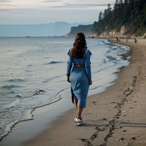 (high detailed skin:1.2), full body, 1woman, kataras3, aged up, adult, mature, mature female, toned, dark skin, jewelry, full body, looking at viewer, standing, from behind, ass, sea, blue beach, eyes, small details, looking at viewer, photorealistic, ultra-realistic photo, 8k uhd, dslr, soft lighting, high quality, film grain, ((masterpiece)), 8k, HDR, highly detailed, professional <lora:KataraV2:1> <lora:more_details:1>