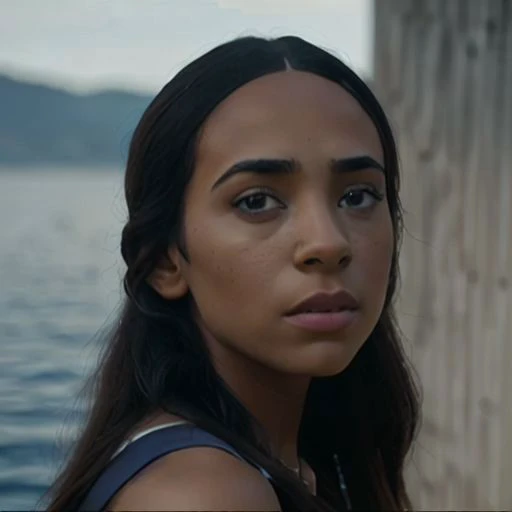 (high detailed skin:1.2), full body, 1woman, kataras3, aged up, adult, mature, mature female, toned, dark skin, jewelry, looking at viewer, kissing viewer, sea, blue beach, eyes, small details, looking at viewer, upper body, photorealistic, ultra-realistic photo, 8k uhd, dslr, soft lighting, high quality, film grain, ((masterpiece)), 8k, HDR, highly detailed, professional <lora:KataraV2:1> <lora:more_details:1>