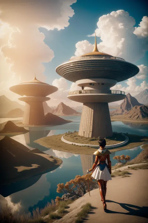 1girl, elegant Pulp Art of a concept art, landscape of a Kawaii [Talented:Ridiculous:2] ([Uros Islands|Morrowind]:1.3) from inside of a Mosfilm Tower, desolate nature and vegetation, Hurricane, (stylized by Keith Carter:1.1) , Energetic, majestic, Bauhaus Art, natural lighting, F/5, Electic Colors, layered textures, cinematic, 8K, adobe lightroom