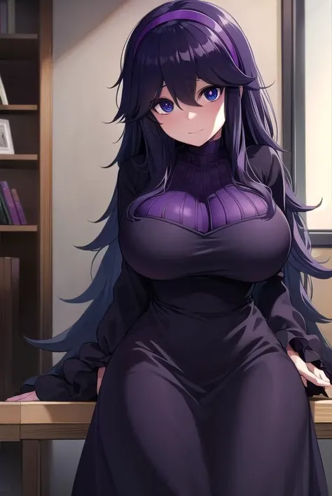 hexmaniac, <lyco:hexmaniac-lyco-nochekaiser:1>,
(hex maniac:1.5), hairband, messy hair, (purple eyes:1.1), purple hair, purple hairband, ringed eyes, @ @,
BREAK black dress, dress, long dress, long sleeves, juliet sleeves,
BREAK looking at viewer, upper body, full body, (cowboy shot:1.5),
BREAK indoors, library,
BREAK <lyco:GoodHands-beta2:1>, (masterpiece:1.2), best quality, high resolution, unity 8k wallpaper, (illustration:0.8), (beautiful detailed eyes:1.6), extremely detailed face, perfect lighting, extremely detailed CG, (perfect hands, perfect anatomy),