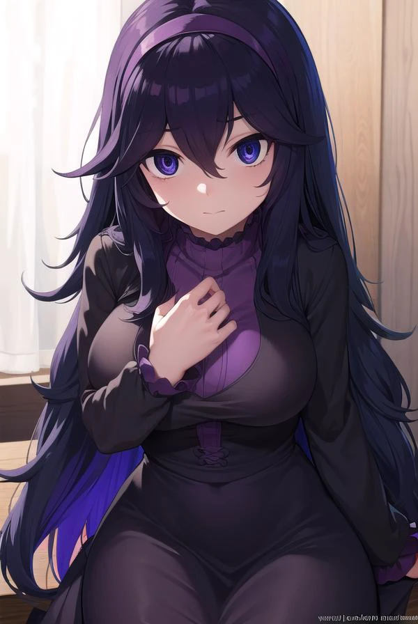 hexmaniac, <lyco:hexmaniac-lyco-nochekaiser:1>,
(hex maniac:1.5), hairband, messy hair, (purple eyes:1.1), purple hair, purple hairband, ringed eyes, @ @,
BREAK black dress, dress, long dress, long sleeves, juliet sleeves,
BREAK looking at viewer, upper body, full body, (cowboy shot:1.5),
BREAK indoors, library,
BREAK <lyco:GoodHands-beta2:1>, (masterpiece:1.2), best quality, high resolution, unity 8k wallpaper, (illustration:0.8), (beautiful detailed eyes:1.6), extremely detailed face, perfect lighting, extremely detailed CG, (perfect hands, perfect anatomy),