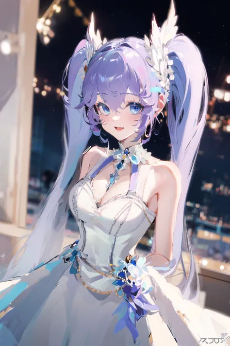 (best quality, high definition, masterpiece:1.2,), Illustration, night, 1girl, (wedding dress), arm behind back, waiting for kiss, looking at viewer, happy,   <lora:AvaV4:1>