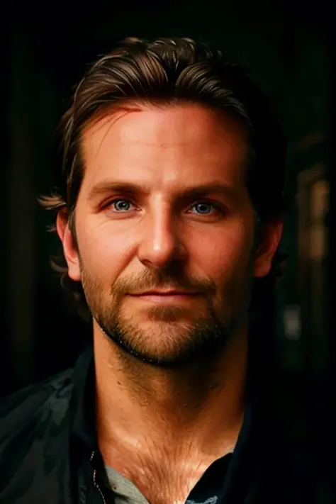 bradley cooper with a beard, realistic portrait, 4k, supreme detail, highly detailed, artstation, smooth, sharp focus, cinematic lighting, facing the camera, dark studio, rim lighting, two tone lighting, dimly lit, low key <lora:epiNoiseoffset_v2:1>  <lora:bradley_cooper:0.8>