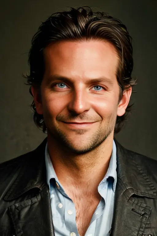 masterpiece, DSLR photo, analog style, nikon d5, real photo, a photo of bradley cooper, dramatic lighting (85mm), (detailed facial features), (detailed shiny eyes), dynamic angle, jeremy mann, Ilya Kuvshinov style   <lora:bradley_cooper:0.8>