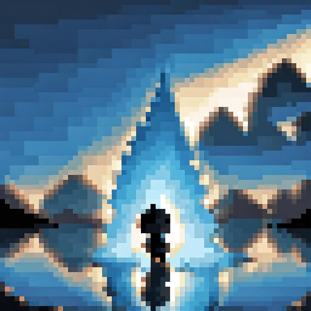 <lora:mki-pixel-xl-64-16-2-10:1>,chibi,scene,beautiful detailed glow,(detailed ice),beautiful detailed water,Masterpiece,best quality,great quality,good quality,