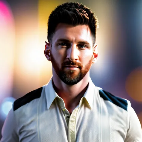 8k portrait of nyd messi, intricate, elegant, highly detailed, ((photo realistic)),cinematic lighting, octane render unreal engine, volumetrics dtx, (film grain, blurry background, blurry foreground, bokeh, depth of field)