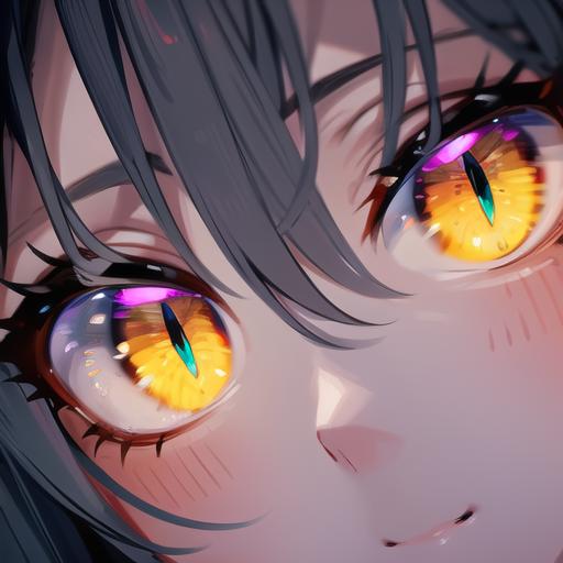 Anime girl with yellow eyes and black hair with long black hair - SeaArt AI
