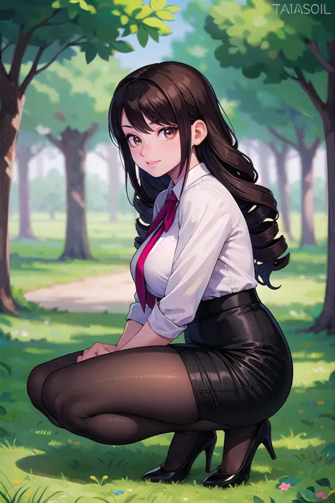 masterpiece, best quality,1girl,young girl,brown eyes,drill hair,evil smile,shiny skin,(nice leg line:1.3),thick thighs,thin waist,huge breasts
BREAK
school uniform,ribborn, ((pencil skirt)),pantyhose,high heels
BREAK
park,crowd,depth of field,looking at viewer,squatting,from side,full body,legsupsexms