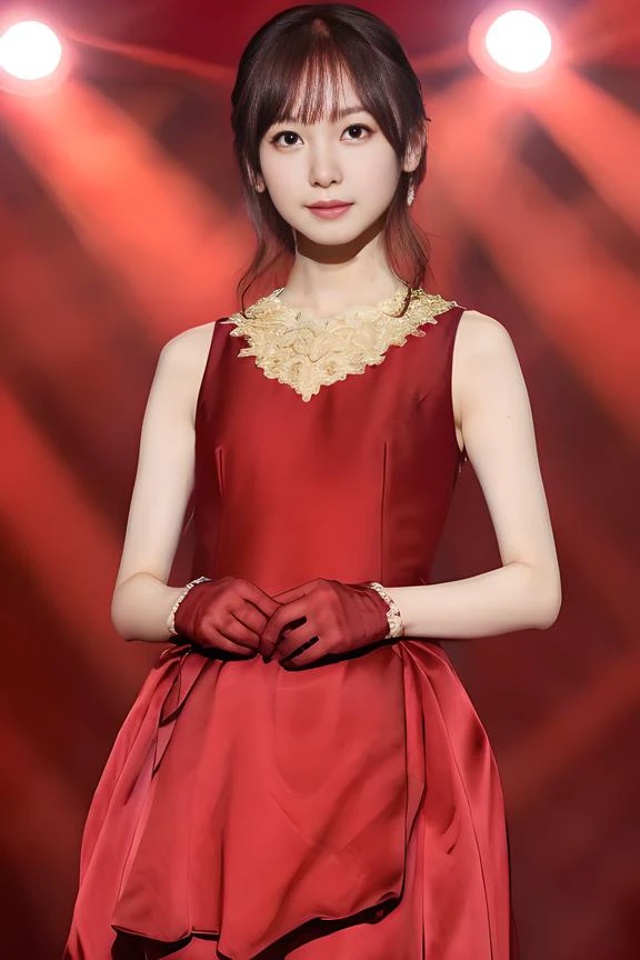 a lovely japanese girl in red dress, slender body, pale skin, soft skin, cinematic lighting, under stage spotlight
<lora:sayonaraa:0.67>   <lora: saitokyoko_lora:0.8> saitokyoko