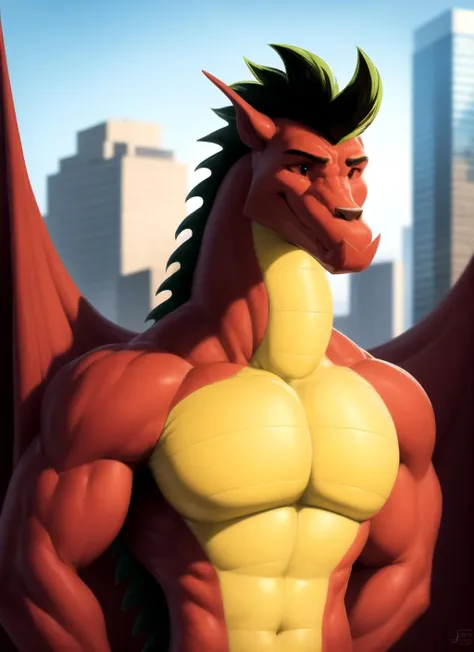 jakelong, scalie, male anthro, dragon boy, portrait, solid eyes, solo, (best quality), (outdoors background:1.2), (detailed scales:1.1), closed mouth, smile, wings, <lora:jakelong-v1:1>