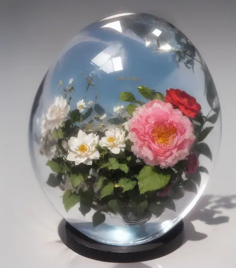 A cristal (sphere).deform(80,ring), (flowers).envelope(80)