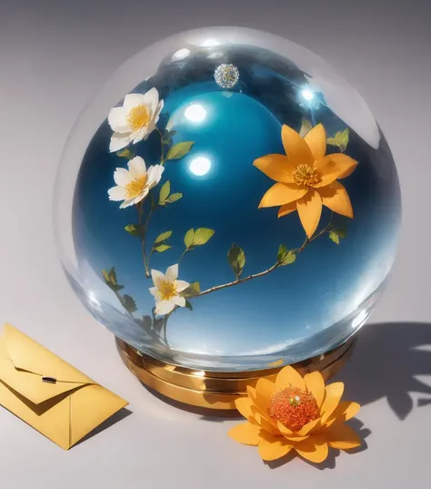 A cristal (sphere).transform(ring), (flowers).envelope(10)