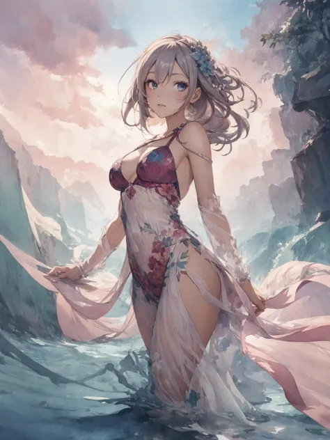 absurdres, highres, ultra detailed, (1female:1.3), Milky Way
BREAK
, watercolor style, soft blending, dreamy washes, delicate textures,