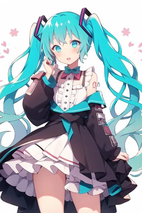 <lora:QUTESTYLE:1>,
1girl, hatsune miku,standing,, masterpiece,best quality,vibrant image,sharpness, colorful,perfect eyes, detailed eyes, detailed hair,