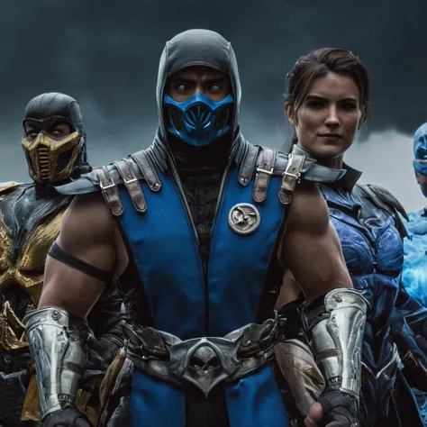 UHD, 4k, ultra detailed, cinematic, a photograph of <lora:Mortal Kombat style:1>
Mortal Kombat style, fictional universe consisting of numerous realms, a group of people in costumes standing around,scorpion vs batman,raiden vs wounder woman,sub-zero vs superman,open mouth,brown hair,hat,weapon,male focus,outdoors,multiple boys,sky,teeth,cloud,cape,armor,looking at another,bodysuit,mask,muscular,helmet,clenched teeth,shoulder armor,6+boys,realistic,manly,superhero , Live-action, white sclera eyes, muscular, fitness, fighters, Action-adventure, brutal and gruesome, Mortal Kombat style, mk style, epic, beautiful lighting, inpsiring