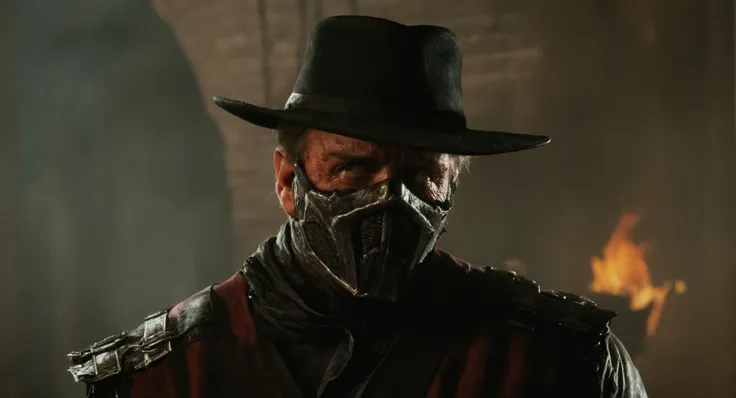 cinematic film still of  <lora:Mortal Kombat style:1>
Mortal Kombat style, fictional universe consisting of numerous realms, freddy krueger a man with a hat and a freddy krueger glove in front of a fire in hell,solo,open mouth,shirt,1boy,hat,upper body,male focus,teeth,striped,black headwear,fire,claws,striped shirt,realistic,horror (theme) , Live-action, white sclera eyes, muscular, fitness, fighters, Action-adventure, brutal and gruesome, Mortal Kombat style, mk style, shallow depth of field, vignette, highly detailed, high budget, bokeh, cinemascope, moody, epic, gorgeous, film grain, grainy
