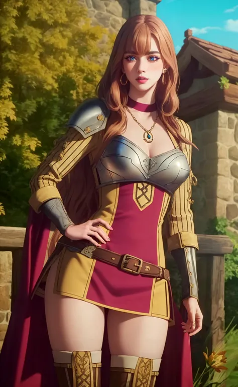 (masterpiece, realistic:1.3), (extremely intricate:1.2), (photorealistic:1.4), (extremely delicate), (ultra realistic:1.3), hyperrealistic photography, extremely detailed CG unity 8k wallpaper, UHD, HDR, RAW photo, dslr, hyperrealistic 3d render, realistic LUT, cinematic LUT, Bright_Front_face_Lighting, (photographed on a Leica 10772 M-P, 50mm ultra wide lens, F2.4), (medium shot, from below, long angle shot:1.1),
Loose-fitting ankle-length gown made of lightweight linen in muted forest green, featuring a high waistline and wide sleeves, Superwoman, Average Height, Thin, Heart-Shaped Face, Olive Skin, Black Hair, grey-blue Eyes, Straight Nose, Thick Lips, Prominent Chin, Shoulder-Length Hair, Straight Hair, Wavy Bob, soft breasts, Cuff earrings, magenta velvet lipstick, Ancient medieval fortress perched on a rugged cliff, offering breathtaking views, Dancing in a moonlit courtyard, she twirls in a flowing gown, radiating elegance and joy,
<lora:ostris_HDhelper_v10:0.1>, <lora:ostris_detailSlider_v40:2>, (DOF, blurry background, dim light in the back of the character),
<lora:xphg_theRisingOfTheShieldHero_raphtalia_v10:0.7>, long hair, ginger hair, bangs, armor, breastplate, sweater, ribbon, long sleeves, red dress, skirt, (pale skin, detailed skin:1.3, Glossy skin + Shiny skin:1.1), hair ornament, exquisite earrings, necklace, lace choker, gigantic breasts, skinny body, fit body, slim, narrow waist, slim legs, long legs, thighhighs, thigh boots,
