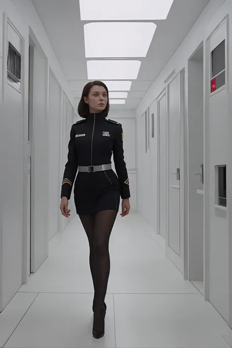 woman in a tight uniform walking in a dark and futuristic hallway, multiple lights, high heels, high angle,
realistic, 8k, highly detailed,
<lora:2001_v4-000004:0.9> 2001