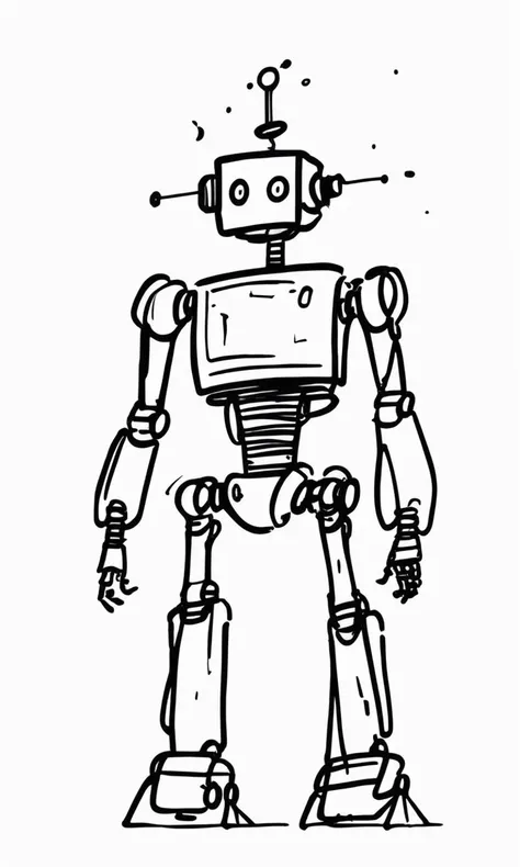 doodle line art, future concept robot, ((masterpiece)), ((best quality)), 8k, <lora:DOODLE_XL:0.8>