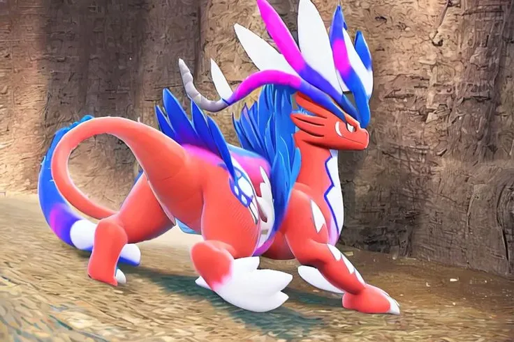 <lora:pokemonsv-run1:1> solo, pokemon, pokemon \(creature\), pokemon \(species\), koraidon, no humans, red body, generation 9 pokemon, legendary pokemon, ancient pokemon, feral, paradox pokemon, dragon, orange eyes, quadruped, nintendo, hi res, (best quality, masterpiece:1), detailed
