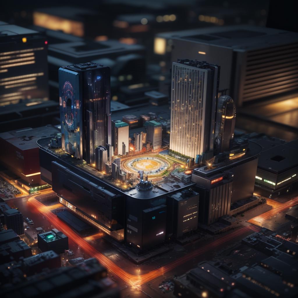 A close up of a city at night with a lot of buildings - SeaArt AI