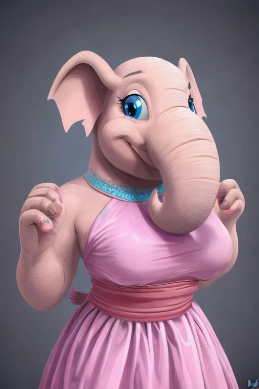 (8k, RAW photo, best quality, masterpiece:1.2) , elephante, <lora:Elephante:0.70>, pink skin, blue eyes, peachdress