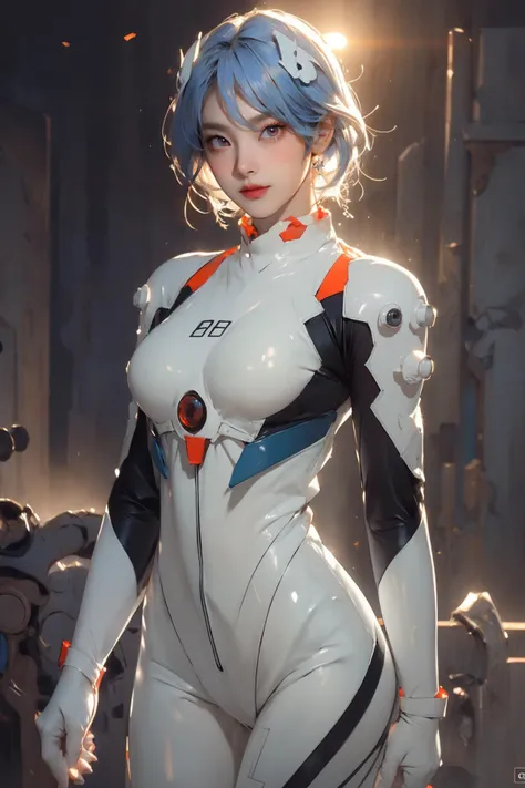 realistic, photorealistic, best quality, masterpiece, ultra high res, finely detailed, quality, realistic lighting, detailed skin, intricate details, raw photo, absurdres, highres, ultra detailed, BREAK, 1girl, solo, looking at viewer, 18 years old, hand of Guido Daniele, (ayanami_rei, blue short hair, white hair ornament, white bodysuit, gloves, red eyes, solo focus, night, dynamic pose, standing, outdoors, atmospheric, panorama, giant moon on the sky, cyberpunk, cyber city, neon trim, cityscape, scifi, stars, galaxy, blurry background, blurry foreground, cowboy shot, dynamic angle, from below, blurry, smile, blush), (beautifu and aesthetic face, detailed face, clean facial features, an extremely delicate and beautiful, beautiful detailed eyes, stars in the eyes, Pink lips, Glowing Eyes, perfect face, detailed pupils, Makeup:1.1), (nice hands, sexy, slim, large breasts, skinny, narrow waist, human anatomy:1.1), (detailed light, beautiful detailed glow, detailed background:1.1), (reflection, refraction, Rembrandt lighting, diffuse lighting, radiosity, photon mapping, subsurface scattering, dynamic lighting, Multi-exposure HDR capture, Screen Space Global Illumination, Ray Tracing, Lumen Reflections, Tone Mapping, volumetric lighting, Circular polarizer, broad lighting, dramatic lighting:1.1), BREAK, explosive light and shadow, sharp focus, film grain, rim lighting, two tone lighting, rim light, Overdetailed art, official art, beautiful and aesthetic, beautiful, elegant, vivid colours, warm tone, soft light, delicate, Ultrarealistic, Detailed illustration, extremely detailed CG Unity 8k wallpaper, PBR Texturing, huge filesize, 8k uhd, octane render, unreal engine 5, BREAK, <lora:GoodHands-beta2:1>, <lora:ayanami_rei:1>
