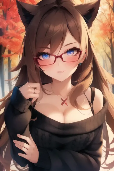 art by Mandy Jurgens and (Alex Grey:1) and (Brandon Woelfel:1) and (Leonid Afremov:1) and Josephine Wall, masterpiece, portrait, stunningly beautiful 1girl, (cute:1.1), beautiful feminine face, medium breasts, cleavage, round glasses, thick sweater, nerdy, wavy brown hair, autumn, (happy:1.1), blushing
<lora:nibiirokuro123_v10:0.8>