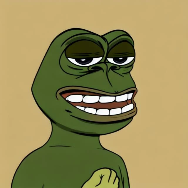 pepe the frog embarks on a bizarre adventure <lora:BAYC_LoRA:1> <lora:Pepe:0.5>