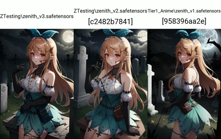 (masterpiece, best quality), intricate details,
1girl, <lora:nijisanji_rainpuff-08:0.8> pomu rainpuff, hair behind ear, butterfly hair ornament, hair ribbon, halterneck, black gloves, elbow gloves, green skirt, high-waist skirt, fairy wings, bare shoulders,
cemetery, night, blood, skeletons, horror, moon, fence, fog,