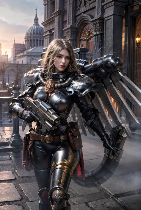 realistic analog photo, award winning photo,
20 yearsold  woman,  brown eyes, messy hair,  wearing jewelry, 
 <lora:Adepta Sororitas MK1 by CARAXES:0.75> adepta sororitas,    full armor,  helmet,    mechanical angel wings, carrying massive gun,,
RAW, highres, 8k, uhd, High Dynamic Range, tonemapping, crisp details,
