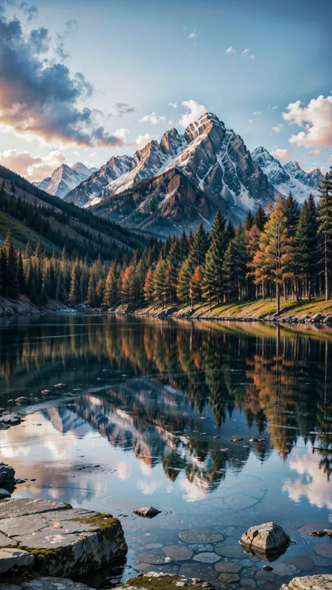 ((best quality, masterpiece, absurbres, super-resolution)) detailed scenery, mountains, skyline, clouds
