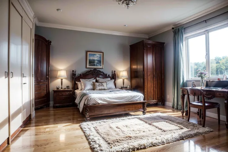 ((best quality, masterpiece, absurbres, super-resolution)), Interior Design, Aesthetic Bedroom