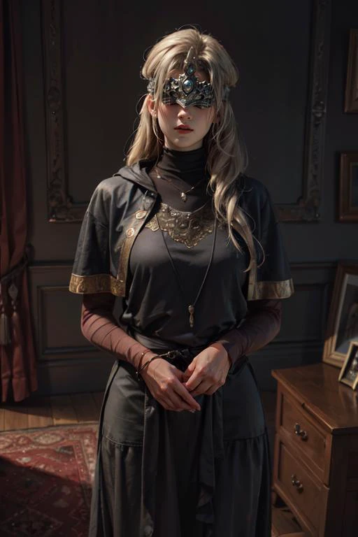 (best quality:1.2),masterpiece,(realism:1.4),
<lora:Firekeeper:1>,Firekeeper,elegance,sex appeal,macromastia,bandage hand,long dress,Standing,
indoor,castle ruins,dark environment,black background,but the light source,gray ray,dust in the air,
pov,