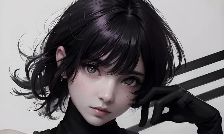 ((high quality, masterpiece:1.4)), 1girl, upper body, cyberpunk, black techwear, black gloves, white hair, japanese girl, symmetrical face, symmetrical eyes, looking at viewer, grey eyes, pretty face, beautiful face, beautiful eyes, beautiful girl, pretty girl, perfect facial shape, absurdres, realistic proportions, dynamic pose, high details, intricate, intricate details, realistic eyes, realistic eye proportions, sharp focus, 32k, realistic lighting, extreme details, realistic pupils, realistic proportion eyes, realistic proportions pupils, realistic shadows, <lora:beautifulDetailedEyes_v10:0.4>, <lora:urbanSamuraiClothing_urbansamuraiV03:0.6>