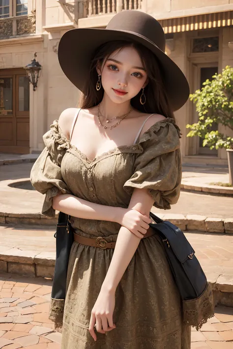 (best quality), (masterpiece), (high resolution), [:(intricate details):0.2], outdoors, detailed_background, 1girl, cowboy shot, smile,
<lora:shojovibe_v11:0.2>,  <lora:fashionGirl_v35:0.3>