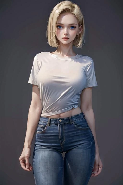 (best quality:1.2),masterpiece,(realism:1.4),
1girl,<lora:android_18_v110:0.6>,android_18,and18,model pose,Standing,blue eyes,parted lips,blond hair,short hair,white shirt,waistline,slender waist,skinny jeans,great thighs,(wide span:1.6),sex appeal,
dynamic angle,
<lora:Perfect Full Round Breasts & Slim Waist V3.5:1>,breasts,