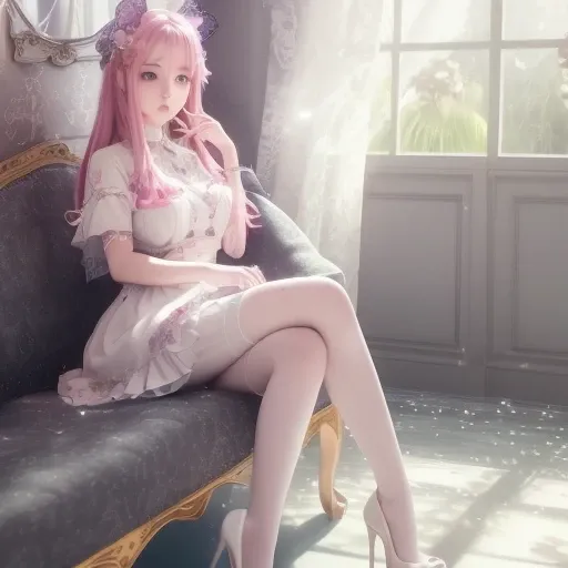 mika_misono, <lora:MikaMisono_v08Beta:0.6>, (masterpiece), (((extremely detailed CG unity 8k wallpaper))), day, best quality, illustration, beautiful detailed girl, lying at the window, depth of field, detailed face and beautiful face,wide-eyed, lace, frills, elegant, muted colors, sweet, sketch by jean - baptiste monge, embroidered, filigreed, long hair, pink hair, white pattern thighhighs, black high heels, yellow eyes, falling petals, butterfly, mystic atmosphere, pool, after rain, feathers, sparkle, light rays, lens flare, light particles, hyper detailed, exquisite detail, cinematic lighting, sharp focus, bokeh highlight, cinematic postprocessing,