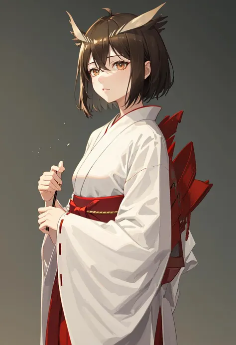 best quality, masterpiece, highres, solo, (silence_arknights:1.10), (white kimono:1.35), (red hakama:1.35), (wide sleeves:1.20), 21 <lora:silence_arknights:0.80>