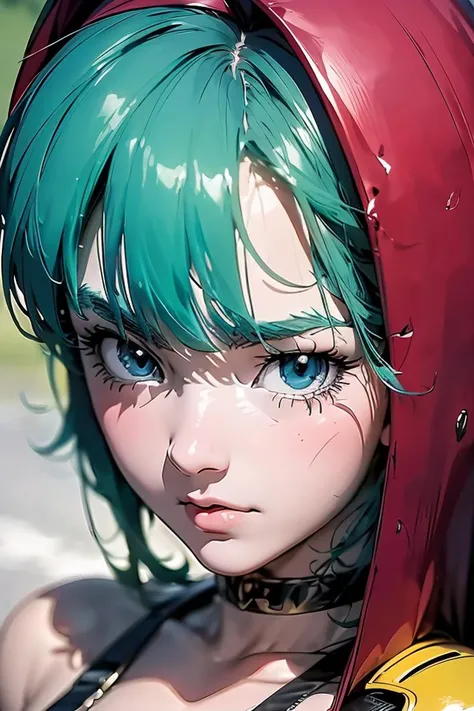 (high res, 8K, masterpiece, looking at viewer, best quality, very aesthetic, ultra detailed, ultra background, ultra Eyes, Realistic Eyes), intricate details, 1girl, Tatsumaki, plain red clothes, Smile Face, short white jeans, Indonesian flag sticker on right cheek, Green short hair, Green eyes, holding the Indonesian flag, Indonesian flags on every street, Background Monas, Indonesian, Cinematic Angle