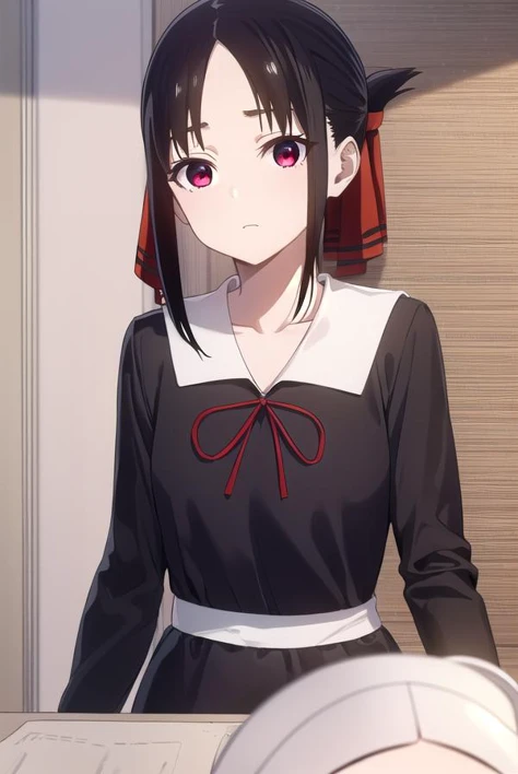 kaguyashinomiya, <lora:kaguya shinomiya s3-lora-nochekaiser:1>,
kaguya shinomiya, short hair, bangs, black hair, (red eyes:1.3), hair ribbon, sidelocks, folded ponytail, (parted bangs:1.5),
BREAK long sleeves, dress, ribbon, school uniform, collarbone, black dress, sailor collar, white sailor collar, red ribbon, neck ribbon, shuuchiin academy school uniform,
BREAK indoors, classroom,
BREAK looking at viewer, (cowboy shot:1.5),
BREAK <lyco:GoodHands-beta2:1>, (masterpiece:1.2), best quality, high resolution, unity 8k wallpaper, (illustration:0.8), (beautiful detailed eyes:1.6), extremely detailed face, perfect lighting, extremely detailed CG, (perfect hands, perfect anatomy),