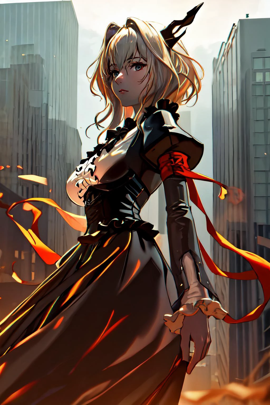 detailed face, detailed eyes, talulah,, big breasts, masterpiece, award winning, , dress, looking at viewer, 1girl, , best quality, reflective skin, reflective hair, , highres, best quality, solo, cinematic lighting, <lora:TalulahVer1:1>