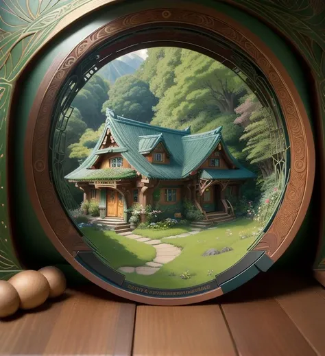 (Cinematic Photo:1.3) of (Ultrarealistic:1.3),(Hopeless:1.3) Realistic, real life, beautiful hobbit house on the hill, Laurie Graceley style, studio ghibli, akira toriyama, james gilard, genshin influence, popular pixiv fanbox, acrylic palette knife, 4k, vibrant colors, devinart, trends on artstation<lora:epi_noiseoffset2:1>,Highly Detailed,(Art Nouveau:1.3),(Fujifilm Superia:1.3),naturalism,land Art,regionalism,shutterstock contest winner,trending on unsplash,featured on Flickr