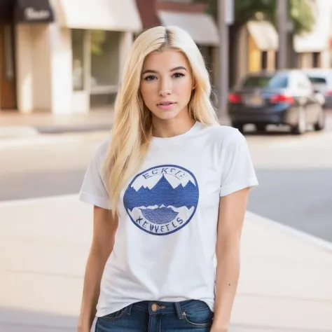 a photo of kenzie reeves, ohwx woman, on a city street, wearing a t-shirt and jeans, best quality <lora:kenziereeves_SDXL:1>