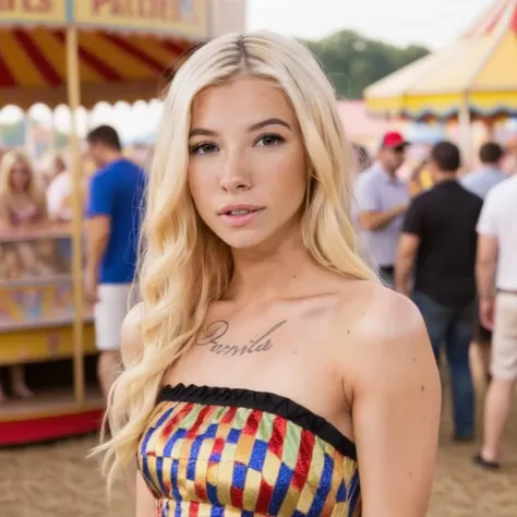a photo of kenzie reeves, ohwx woman, at a carnival, wearing a dress, best quality <lora:kenziereeves_SDXL:1>