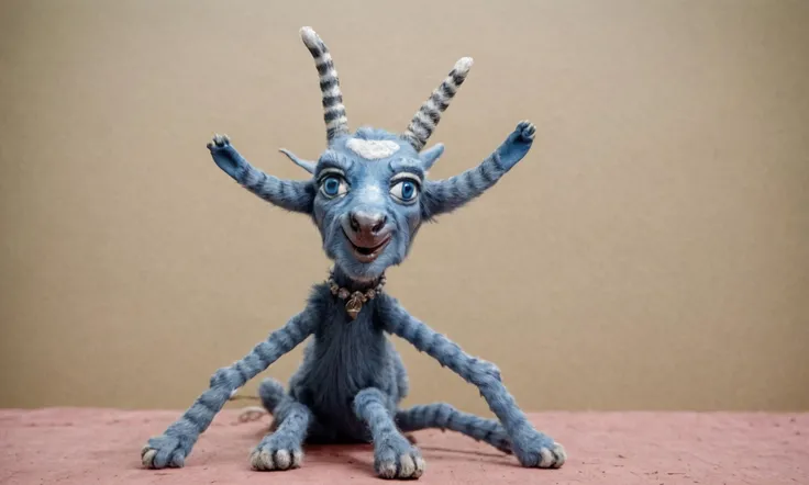 picture from really bad dream about terrifying a dumb blue goat doll (Long legs:3) <lora:Stretch_cat:1.0> <lora:Lady_Elaine_Fairchilde:1.1>, true horror. bone-chilling vision. mad world that shouldn't exist. best quality, high resolution