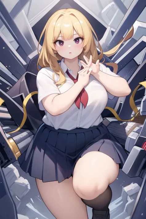 (obese:1.3), (masterpiece), best quality, high resolution, highly, insanely detailed, absurdres, ultra-highres, ultra-detailed, best quality, 1girl, solo, nice hands, perfect hands BREAK summer school uniform